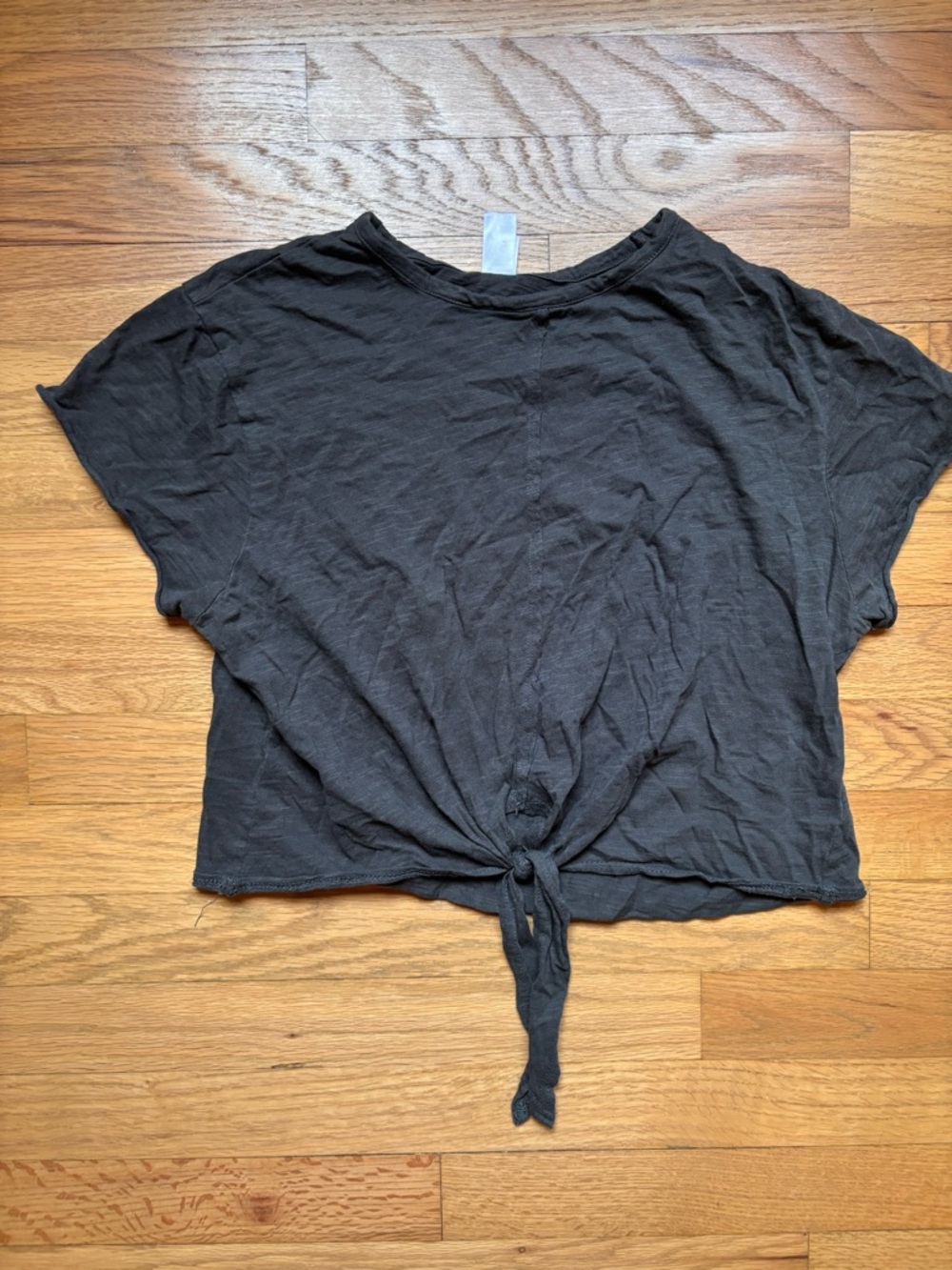 Alternative Black Tie-Front Crop Top